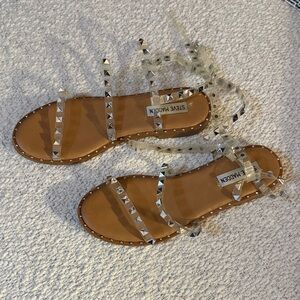 Steve Madden Brown and Clear Studded Sandals
